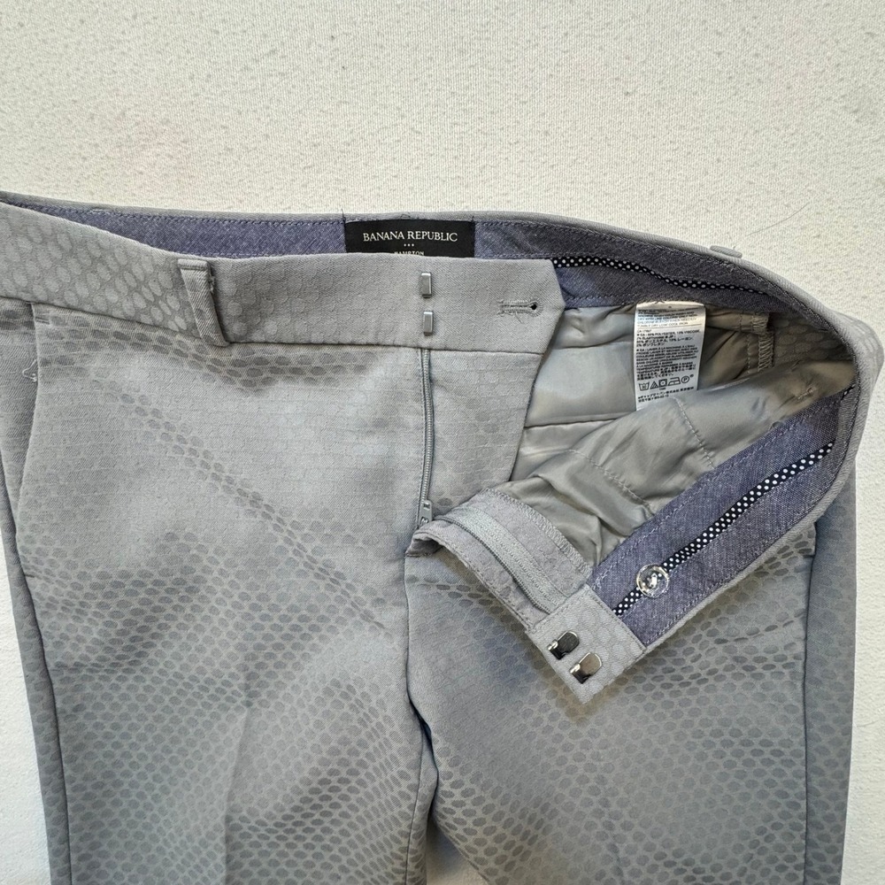 Banana Republic Pants Womens 2 Gray Hampton Jacquard Alloy Slim Trousers - Picture 4 of 13